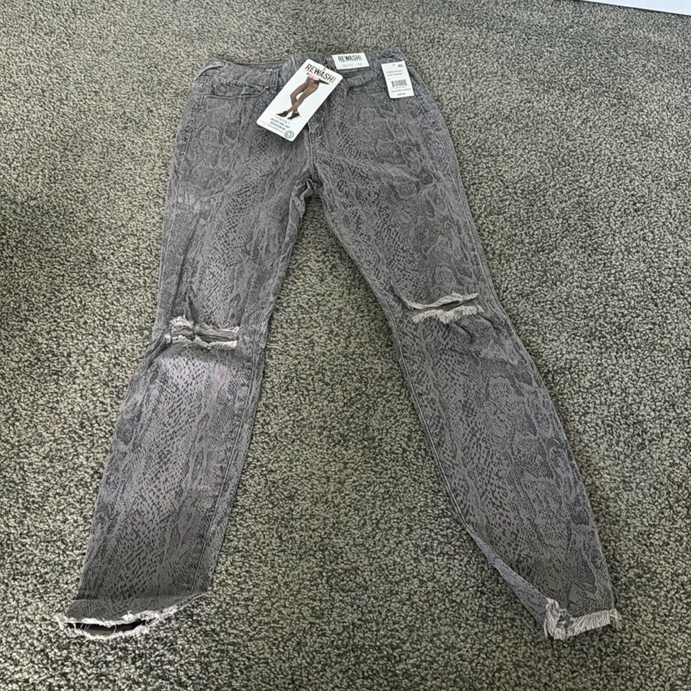 Rewash animal print grey jeans - distressed - NWT
